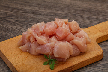 Raw diced chicken for cooking