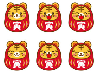 トラ達磨のイラスト素材セット＿ベクター2