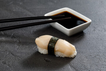 sushi with chopsticks