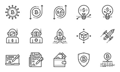 Financial Industry Line Icons, Robot , Wallet, Startup
