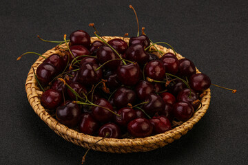 Sweet cherry in the basket