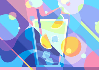 Banner with citrus cocktail. Placard design in abstract style.