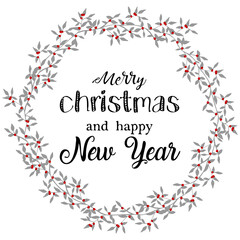 Christmas wreath with red berries and leaves