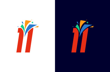 Number 11 firework logo design for anniversary or event