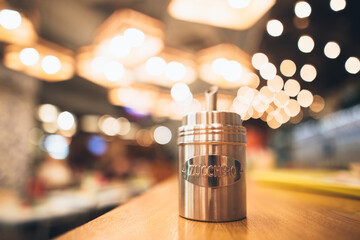 sugar bowl on a table