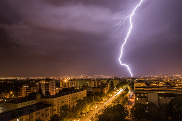 Lightning over the city