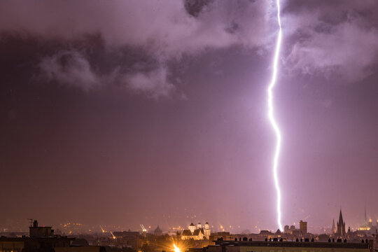 Lightning over Saint-Michel church