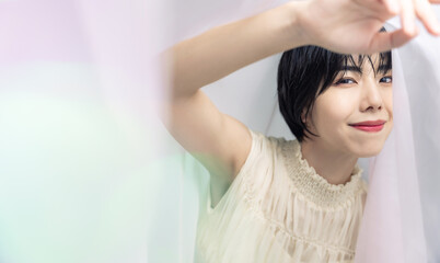 Naklejka premium 女性のファッションイメージ 美容 スキンケア