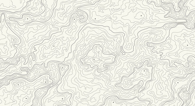 Topographic map. Height map with contour lines and dotted line grid seamless vector pattern background illustration
