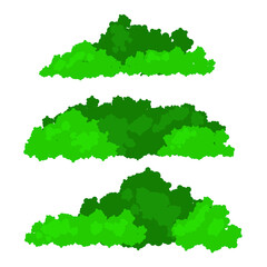 Bushes and vegetation in a cartoon style. Set for your design. Vector illustration in flat style. EPS10