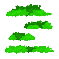 Bushes and vegetation in a cartoon style. Set for your design. Vector illustration in flat style. EPS10