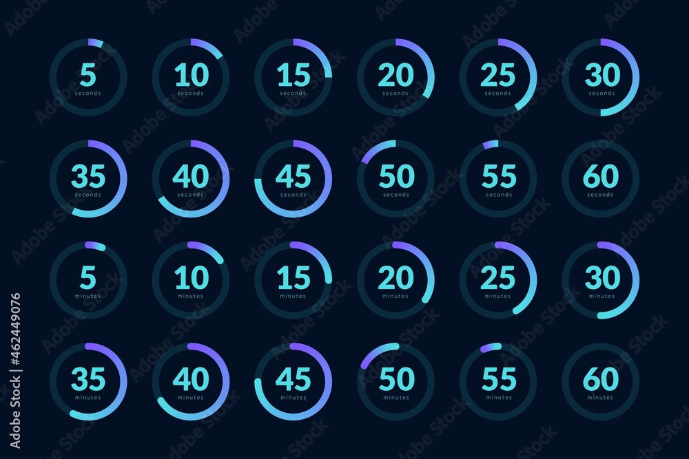 Aufkleber futuristic user interface count icons. virtual watch countdown scifi screen panel, digital dashboard