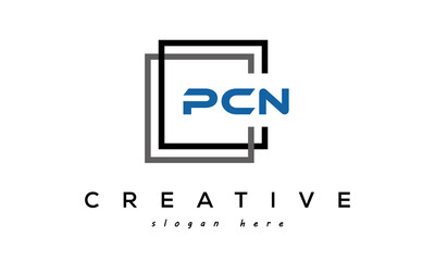 creative initial Three letters PCN square logo design concept vector - obrazy, fototapety, plakaty