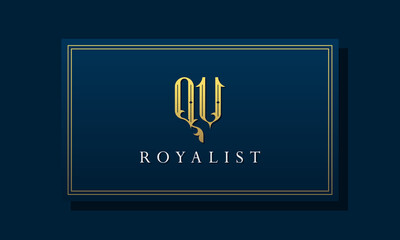 Royal vintage intial letter QU logo.