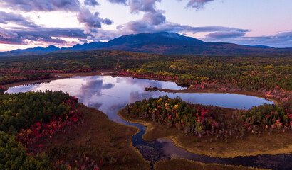 Katahdin Panorama During Fall Foliage