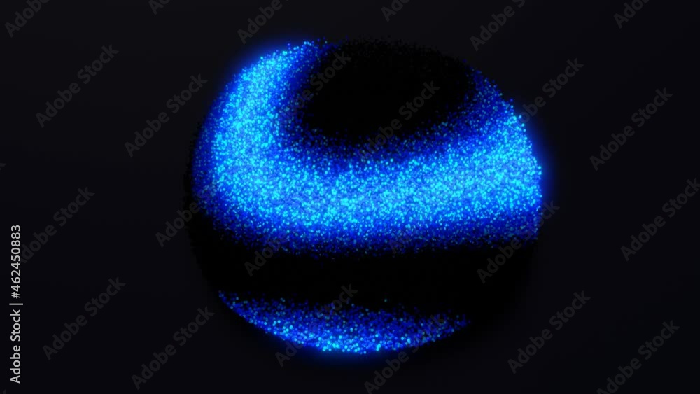 Poster 3d abstract blue sci-fi background. luminous particles form wavy surface, waves of light and color r