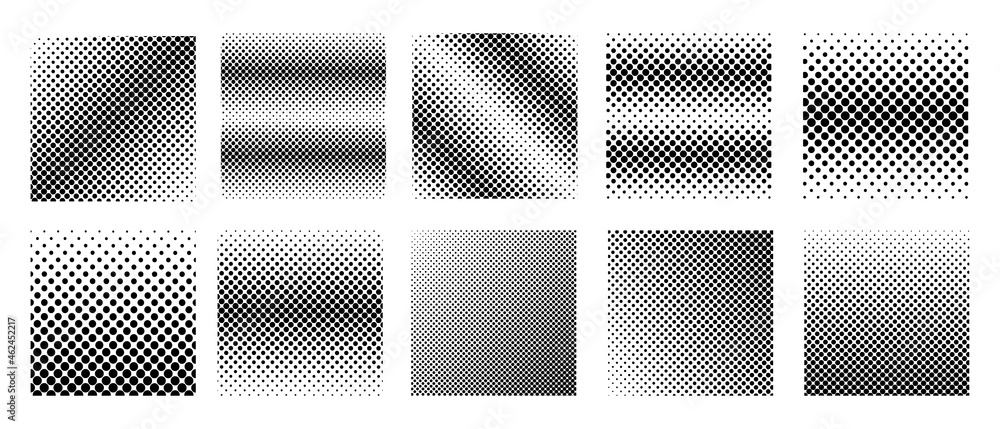 Aufkleber collection of vector halftone dots background illustrations. pop art tone texture vector design.