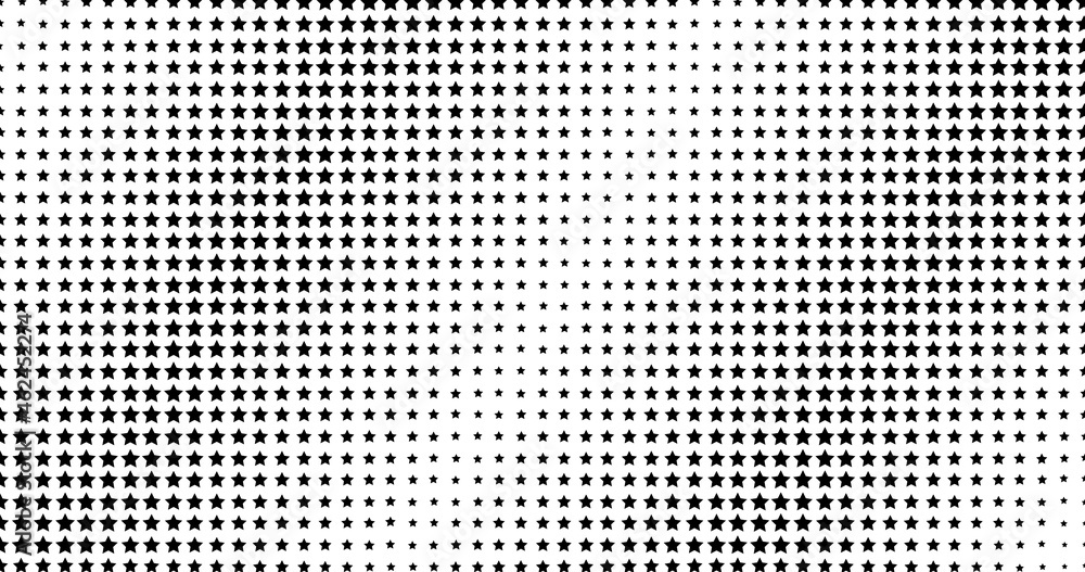 Poster monochrome gradient halftone stars background. pop art pattern template, texture. geometric vector r