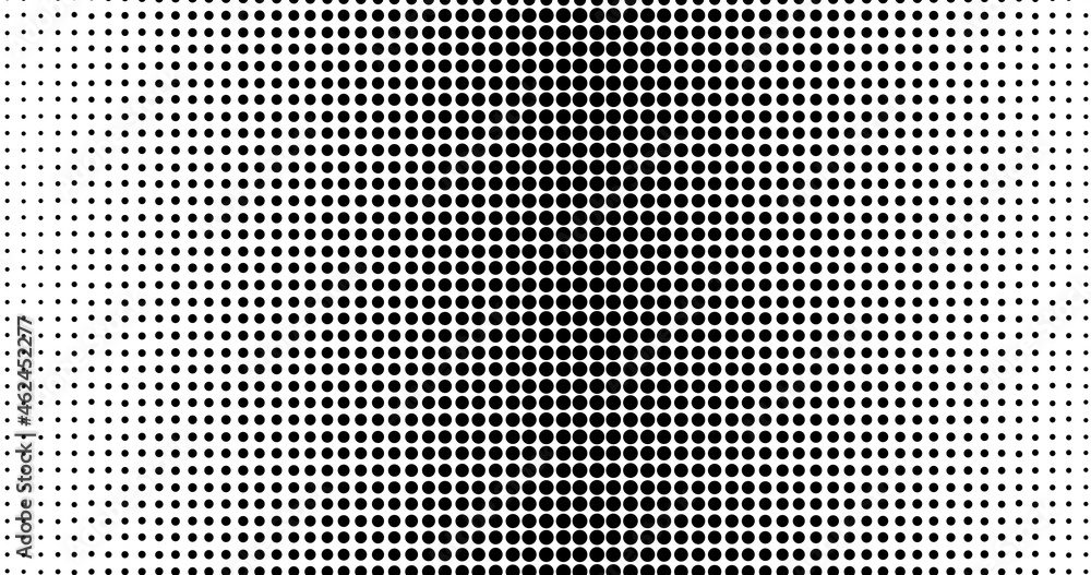 Aufkleber Monochrome gradient halftone dots background. Pop art pattern template, texture. Geometric Vector Retro Illustration.
