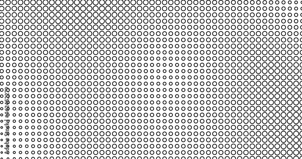 Aufkleber Monochrome gradient halftone linear dots background. Pop art pattern template, texture. Geometric Vector Retro Illustration.
