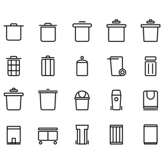 Simple set of trash can vector on white background.