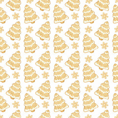 Festive digital wallpaper in the form of gingerbread cookies, Christmas trees and snowflakes. Perfect for printing, web, textile design, various souvenirs, scrapbooking and other ideas.