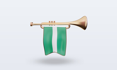 3d trumpet Nigeria flag rendering front view