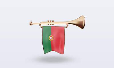 3d trumpet Portugal flag rendering front view