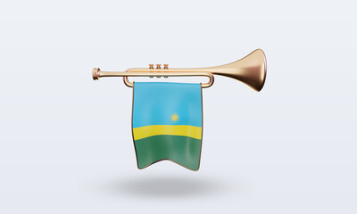 3d trumpet Rwanda flag rendering front view