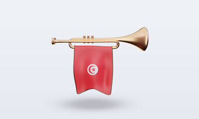 3d trumpet Tunisia flag rendering front view