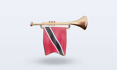 3d trumpet Trinidad and Tobago flag rendering front view