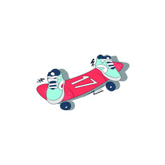 Stylized skateboarder color icon. Skateboard vector illustration for t-shirt print and other uses.