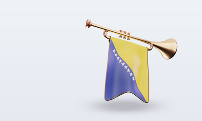 3d trumpet Bosnia and Herzegovina flag rendering left view