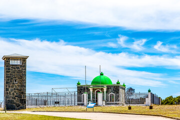 Watchtower and mosque at Robben Island, Cape Town, South Africa, Africa