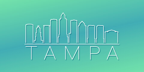 Tampa, FL, USA Skyline Linear Design. Flat City Illustration Minimal Clip Art. Background Gradient Travel Vector Icon.
