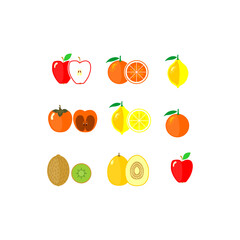 Cute bright colors of fruits vector collections. 