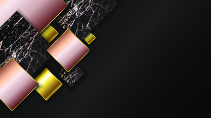 Abstract geometric square shape pink gold luxury background