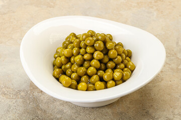 Marinated green pea in the bowl