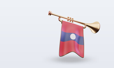 3d trumpet Laos flag rendering left view