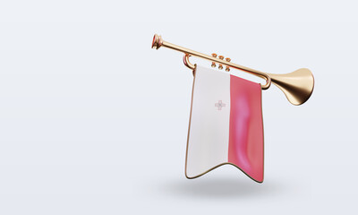 3d trumpet Malta flag rendering left view