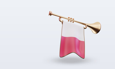 3d trumpet Poland flag rendering left view