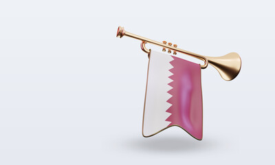 3d trumpet Qatar flag rendering left view