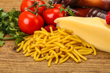 Italian pasta raw Maccheroni for cooking