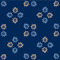 Line Colorado beetle icon isolated seamless pattern on blue background. Vector