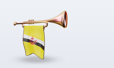 3d trumpet Brunei Darussalam flag rendering right view