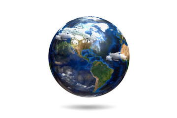 Planet Earth on White Background, 3D Illustration