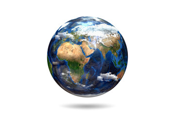 Planet Earth on White Background, 3D Illustration