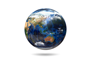 Planet Earth on White Background, 3D Illustration