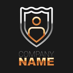 Line Life insurance with shield icon isolated on black background. Security, safety, protection, protect concept. Colorful outline concept. Vector