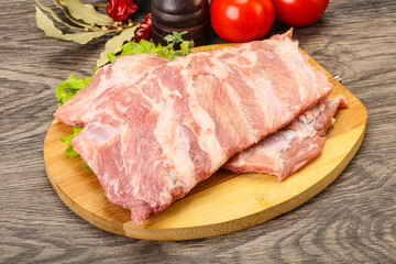 Raw pork ribs for cooking